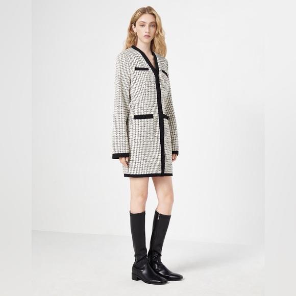 Urban Revivo Tweed Plaid Contrast Trim Dress - Picture 2 of 12